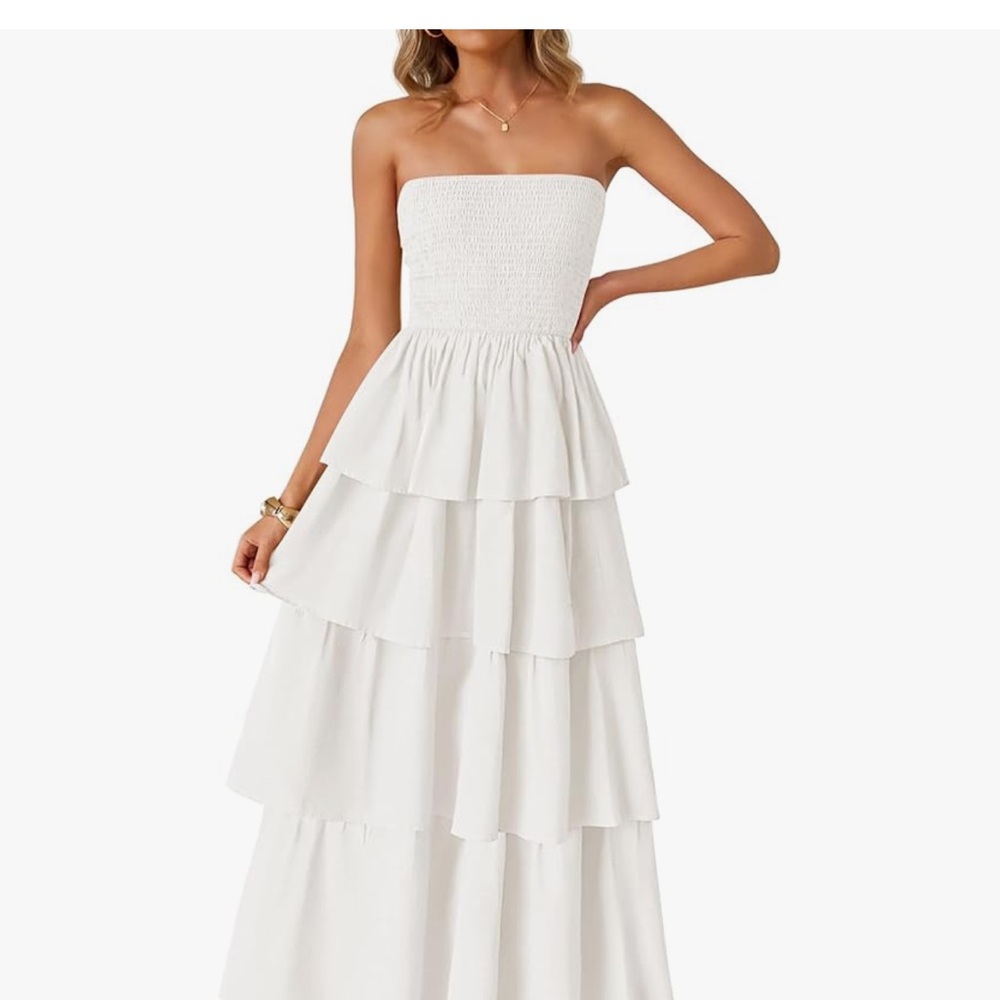 Elegant White Strapless Maxi Dress